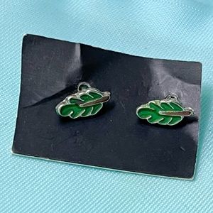SOLD leaf stud earring metal backing silver color boho bohemian whimsygoth